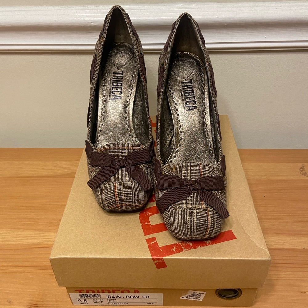 Tribeca by Kenneth Cole Brown Plaid Women's Heels; 9.5